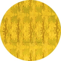 Ahgly Kompanija Mašina koja prati u zatvorenom okrugli okrugli apstraktni žuti modernih prostirki, 4 'Round