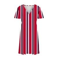 Ljetne haljine za prodaju za žene plus veličine kratkih rukava Stripe uzorka V-izrez Maxi Loose Fit