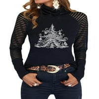 Žene Pulover TEE majice vrši božićnu skakaču majicu crno-bijeli l