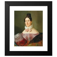 Johann Matthias Ranftl Crni moderni uokvireni muzej umjetnički print pod nazivom - portret dame