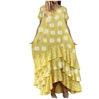 Tking Fashion ženska ljetna casual boho ispisane labave haljine kratkih rukava O-izrez Maxi haljine