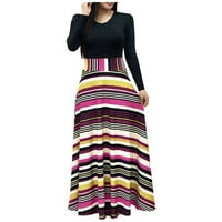 Maxi haljina za ženske ležerne haljine za ljeto maxi dugi rukav casual cvjetni okit patchwork plaže