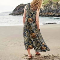 Ženska cvjetna košulja za sunčanje bez rukava na plaži Boho haljine pokloni na klirensu siva 4xl