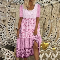 Gotyou ženska boemska cvjetna print Maxi haljina kratkih rukava Okrugla vrata plaža Flowy Party Beach