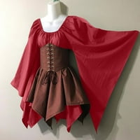 Ženske renesansne srednjovjekovne nošnje plus veličina haljina s dugim rukavima s korzetom viktorijanska haljina
