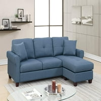 Moselota Blue Color Glossy Polifiber kauč kauč od sekcije Kauč za kaiš za spajanje Nameštaj za dnevne sobe Reverzibilni sekci