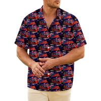 4. jula muška havajska majica SAD Nacionalna majica zastava Grafički majica COLLAR Dnevni kratki rukav