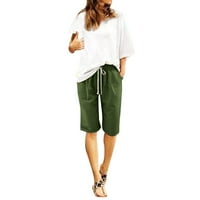 IOPQO kratke hlače za ženske gaćice za muškarce Žene Ljetne pamučne hlače Plus veličina kratkih kratkih struka Pozajmljivanje na plaži Džep sa plažom Pet boint hlače Hlače Žene žene zelene s