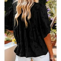 Caveitl ženske majice, ženske kratke majice s kratkim rukavima V-izrez Slijede puffne rukave Ljetne bluze na vrhu crne, xl