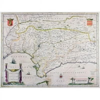Mapa Postarazzi DPI od Andaluzije Španija od Willem & ili Joannes Blaeu Objavljeno Amsterdam Poster