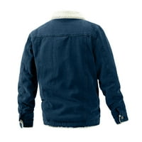 Pgeraug za muškarce Topli džepovi s dugim rukavima traper kaputi bluza jakne jakne za muškarce tamno plavi xl