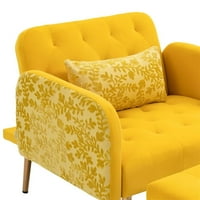 Velvet Accent stolica i otomanska set, moderna fotelja sa jednim jastukom i podesivim naslonom za naslon,