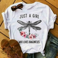 Gacuw košulje za žene Bluze s kratkim rukavima The Regularne fit pulover TEES T-majice Dragonfly Print
