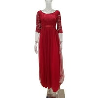 Duga modna ženska haljina elegantna mamusna vjenčanica večernja haljina princeza haljina vina crvena 2xl