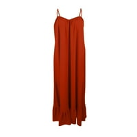 Ženska modna casual čvrsta haljina za haljinu Džepna haljina bez ledena bez ljupke, crvena, xxxl