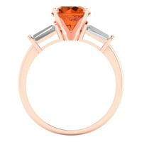 2. CT Sjajan okrugli rez Clean Simulirani dijamant 18k ružičasto zlato Trokratni prsten s 5