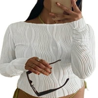 Treegren ženski dugi rukav majica Knit Crewneck Slim Fit Basic Crop vrhovi Bluze Trendy Izlazak iz Srednja