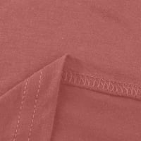 Ženski bluze Ženska modna casual puna boja vruća cigla kratka majica s kratkim rukavima srugnuta na zipru struku Labava duga majica top ružičasta s