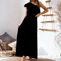 Pedort ženske haljine plus veličine Smanovana sunčana haljina casual labava maxi boemska cvjetna haljina crna, l