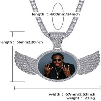 Personalizirana prilagođena slika Foto Privjesak ogrlica Žene Muškarci Ledeni Okrugli krila Ogrlica