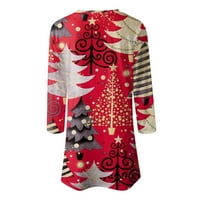 Haljine za žene s dugim rukavima Tisak cvjetnog uzorka Okrugli izrez Midi Fit and Flare Y2K moda Elegantna