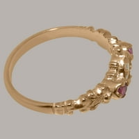 Britanci napravio je 10k Rose Gold originalni prirodni Opal i ružičasti turmalinski ženski prsten izjave - Veličine opcije - Veličina 5,5
