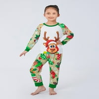 Biayxms Božićna porodica Pajamas Podudarni set Elk Print dugih rukava i božićne čarape Ispiši hlače