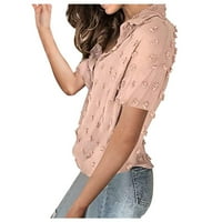 Baycosin Chiffon Bluze za žene Dressingy kratki rukav košulju za kockicu Slim Fit bluza sa gumbom