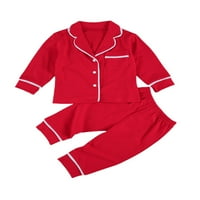 Arvbitana Toddler Baby Girls Boys Noćna odjeća Dugme dugme Dugme Dugme Dugme + vučne hlače Casual Labast Color Pajamas Set 6m-5t