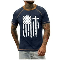 Muška majica Muška majica Raglan Retro kratkih rukava Okrugli vrat Dan Nezavisnosti Dan Tors Blue 5XL