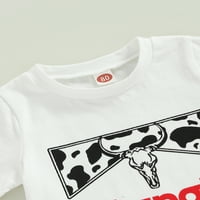 Lieramram Toddler Girl Summer Set odjeće, mjeseci 2T 3T 4T Pismo Ispis majica kratkih rukava + kravlje