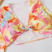 Stipkoh kostimi za žene za žene Split Split cvjetni ispis V-izrez za mršavljenje dugih rukava Bikini kupaći odijela za žene
