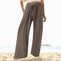 Durtebeua Mid Stvari džepovi elastične struke Čvrsto labave hlače Ležerne prilike za plažu za žene Brave