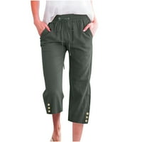 Capri pantalone za žene Ljeto Ležerne prilike Capri visoke rešetke za obrezivanje sa džepovima sa džepovima