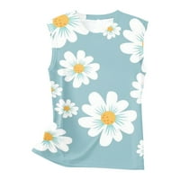Ženski suncokret cvjetni print tenk ljetni casual bez rukava Basic Cami Top Slim T prsluk bluza B s, američka veličina 4