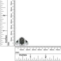 Karat Prirodni crno-bijeli okrugli rez dijamantski ovalni okvir Klaster zaručnički prsten u 14k bijelo