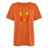 Bluze za ženske majice za kratke majice s kratkim rukavima O-izreznim dame Top Top Orange XL