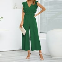 Jumpsuitsi za žene Dressy V izrez Pleted visoki struk High Rise Casual Ležerne prilike bez rukava Lump Slim Fit Long Pant Fashion Solid Subverder kompenzuit za svakodnevno trošenje radnog ležernog događaja 2-zeleno XL