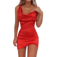 Dasayo Crvene haljine za dom žene Ženske dame Kvadratne ovratnike Solid Boja haljina za hip haljina