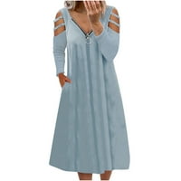 Haljine za prodaju za žene dugih rukava od šuplje odljeva haljina V-izrez midi fit i flare y2k modni