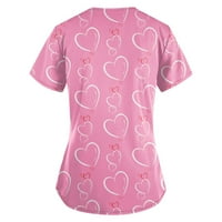Ženski vrhovi bluza Grafički otisci kratkih rukava Radna odjeća Dame Modni V-izrez Ljetna tunika Vrhovi vruće ružičaste 4xl