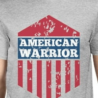 Američki ratnik Tee Muške sive pamučne majice za zastavu