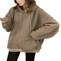 Glonme dame dukseve Fuzzy Fleece dukserice s kapuljačom zimski topli casual pulover Loop fit dugih rukava