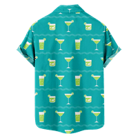 Fraigo Muns Boys Hawaiian koktel koktel Ispis Dugme Down Majica s kratkim rukavima Tropical Aloha Beachhing Košulje zelene boje, -8xl