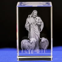 Crystal Isus ugravirani kristal unutar rezbarenog Isusa serije Isusovo ovčari katolički suveniri