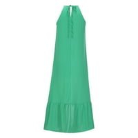Ženska ljetna rufflled maxi haljina špageta s kaišom čvrstom tijelom plaža duga haljina zelena s