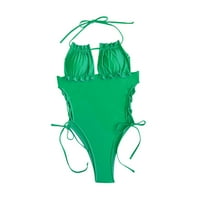 Tawop Green kupaći kostimi za žene Žene Čvrsti kaiš šupljini One Beach Bikini kupaći kostim zelene veličine m