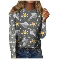 Umitay Slatki džemperi za žene Žene Ležerne prilike moda Print Dugi rukav O-izrez remel Udobni pulover