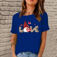 Uštede ženske košulje za Valentinovo ženske klasične ugodne bluze Valentine grafički tisak za ljubitelje pulover okruglog vrata ljubitelji duks kratkih rukava majica plava m