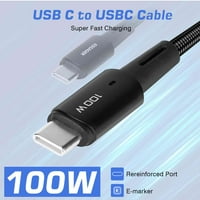 Urban USB C do USB C kabel 6,6ft 100W, USB 2. TIP CUPLING kabel Brzi naboj za ZTE S SE, iPad Pro, iPad